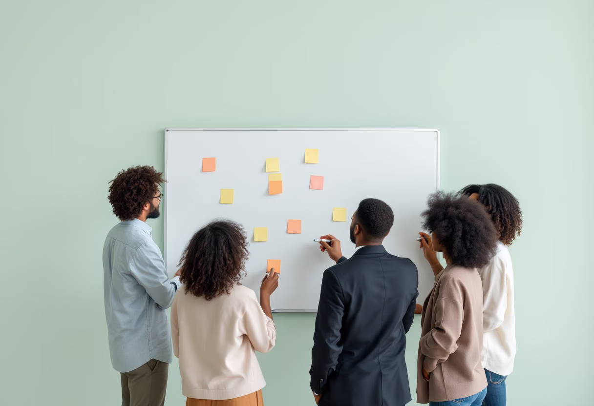 image of brainstorm session with sticky notes (for a b2b saas)