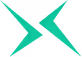 Abstract green and light blue X-shaped geometric logo on a transparent background.