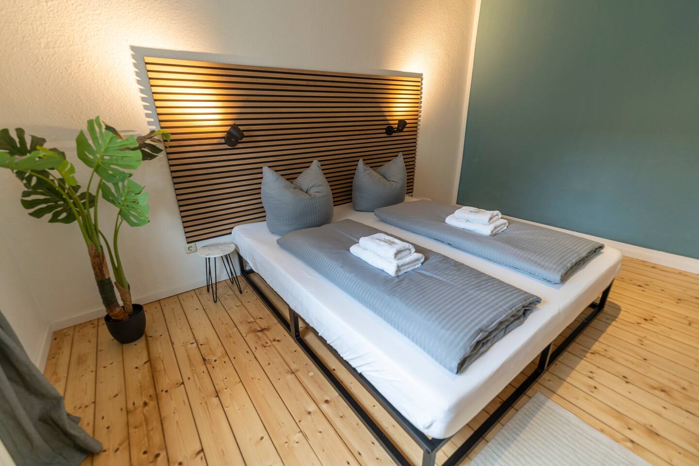 Double bed with high-quality bedding
