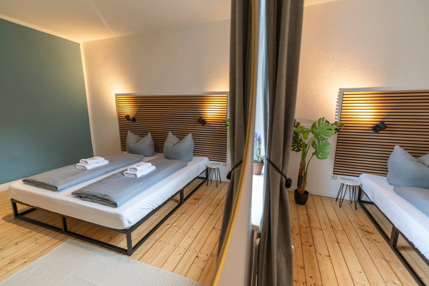 Bedroom with double bed and additional light