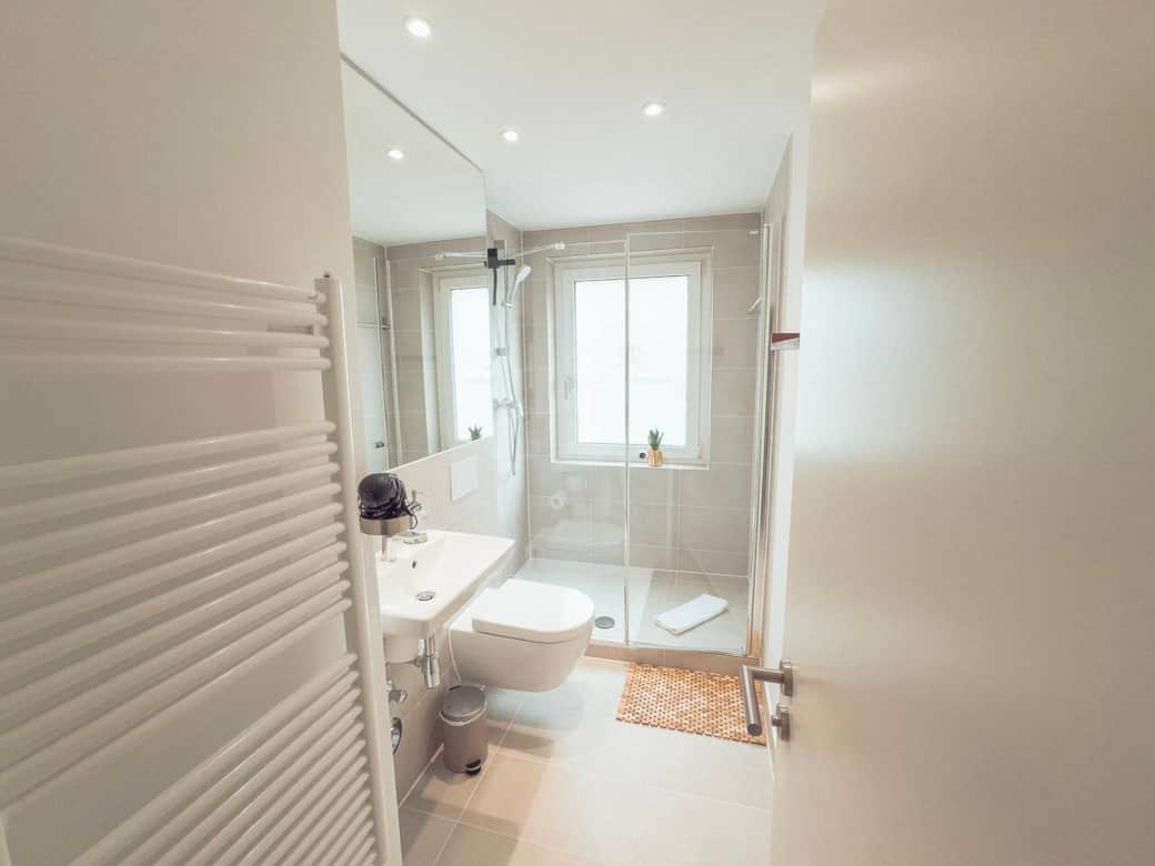 Modern bathroom with walk-in shower