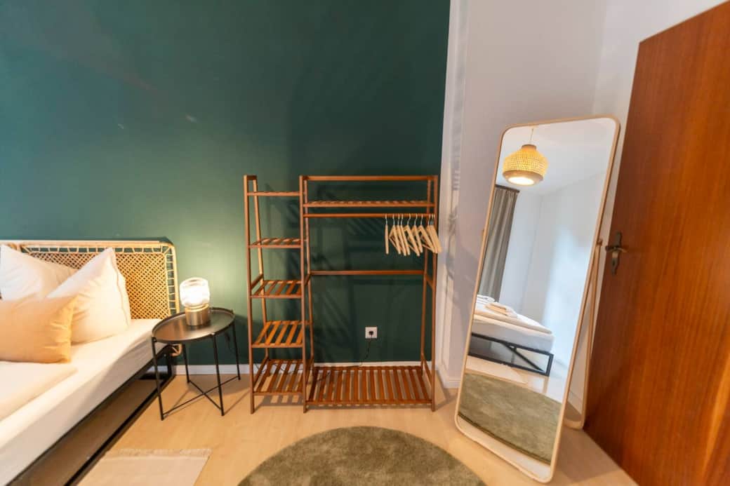 Open wardrobe in the bedroom