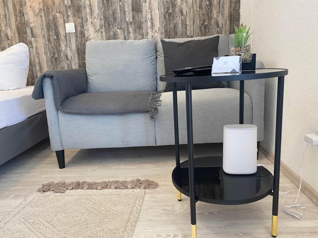 Cozy sofa and side table