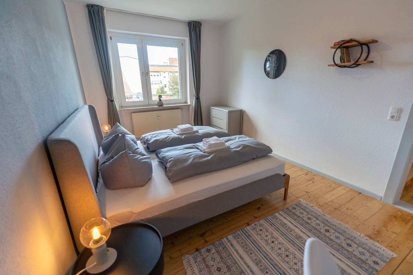 Cozy king-size double bed with high-quality bedding