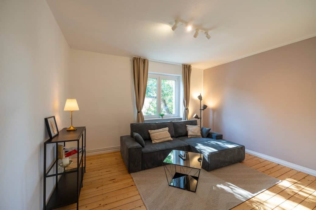 Quiet living room with sofa bed
