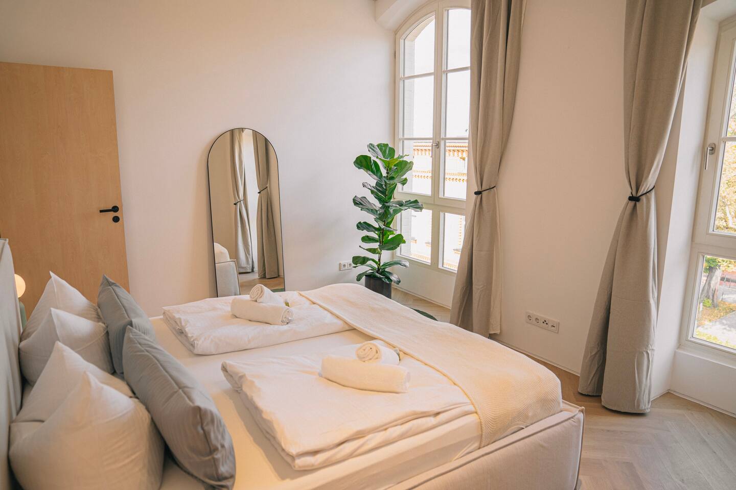 Bedroom with large windows