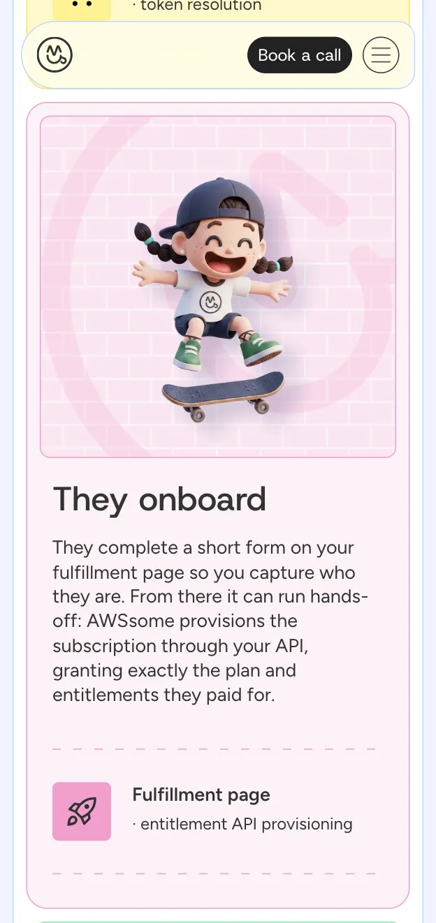 Child skateboarding with smiley face icon, pink background, onboarding process illustration.
