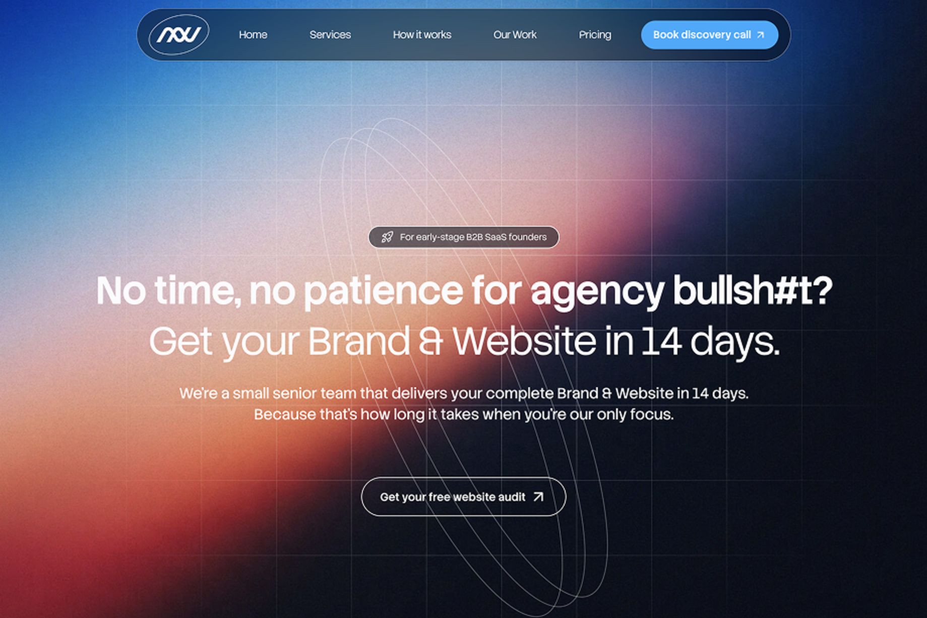 Moonworks homepage hero: No time, no patience for agency bullsh#t?
