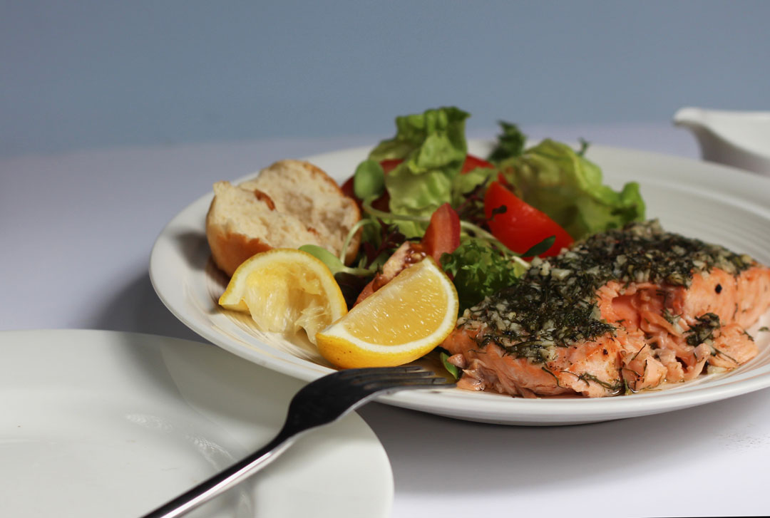 Salmon with Lemon Dill Butter Sauce