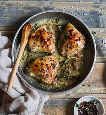 Roast Chicken Thighs and Drumsticks with Lemon and Thyme
