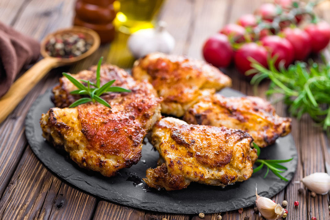 Roast Chicken Thighs with Sriracha Glaze