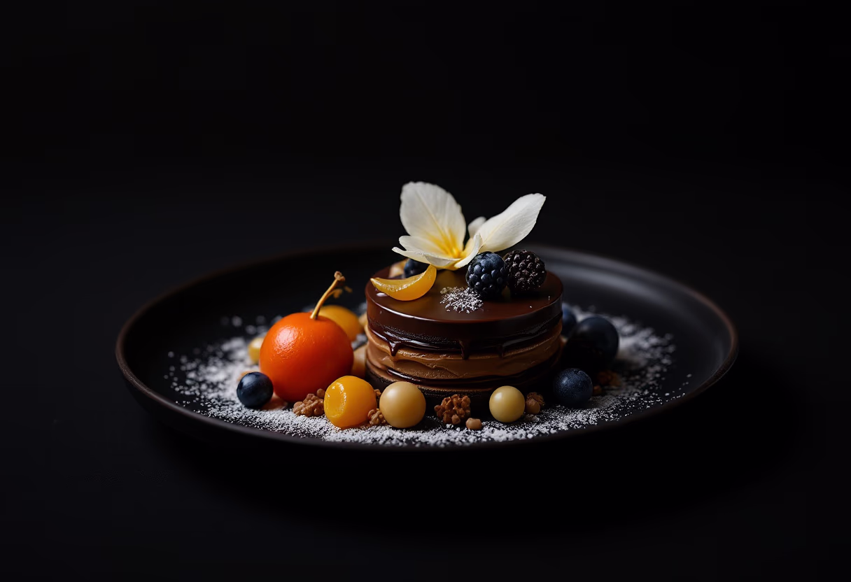 image of plated gourmet dish (for a fine dining restaurant)