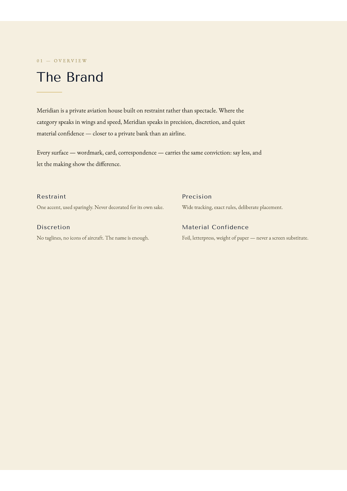 MERIDIAN brand pillars