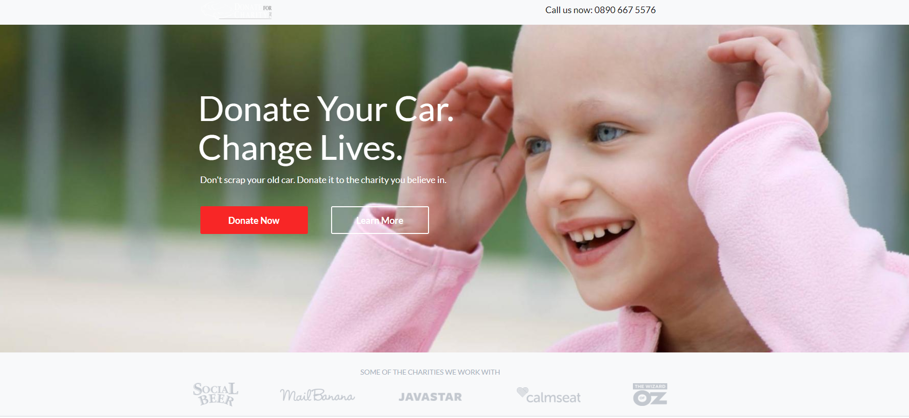 Donate For Charity winning variant — smiling girl outcome-anchored imagery, lifted donations 494.64% in 30 days