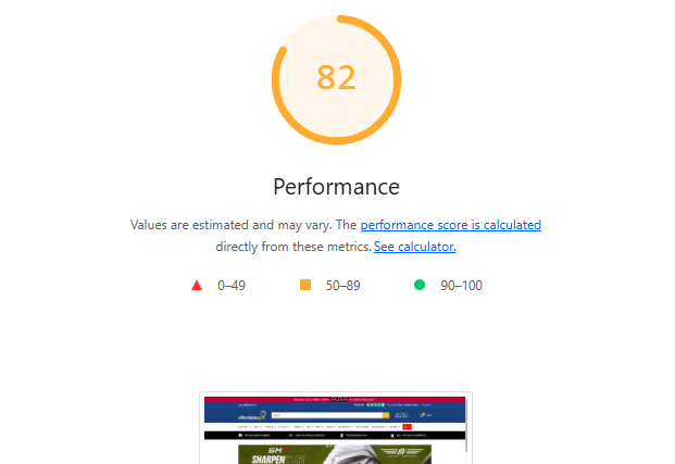 Affordable Golf page speed after