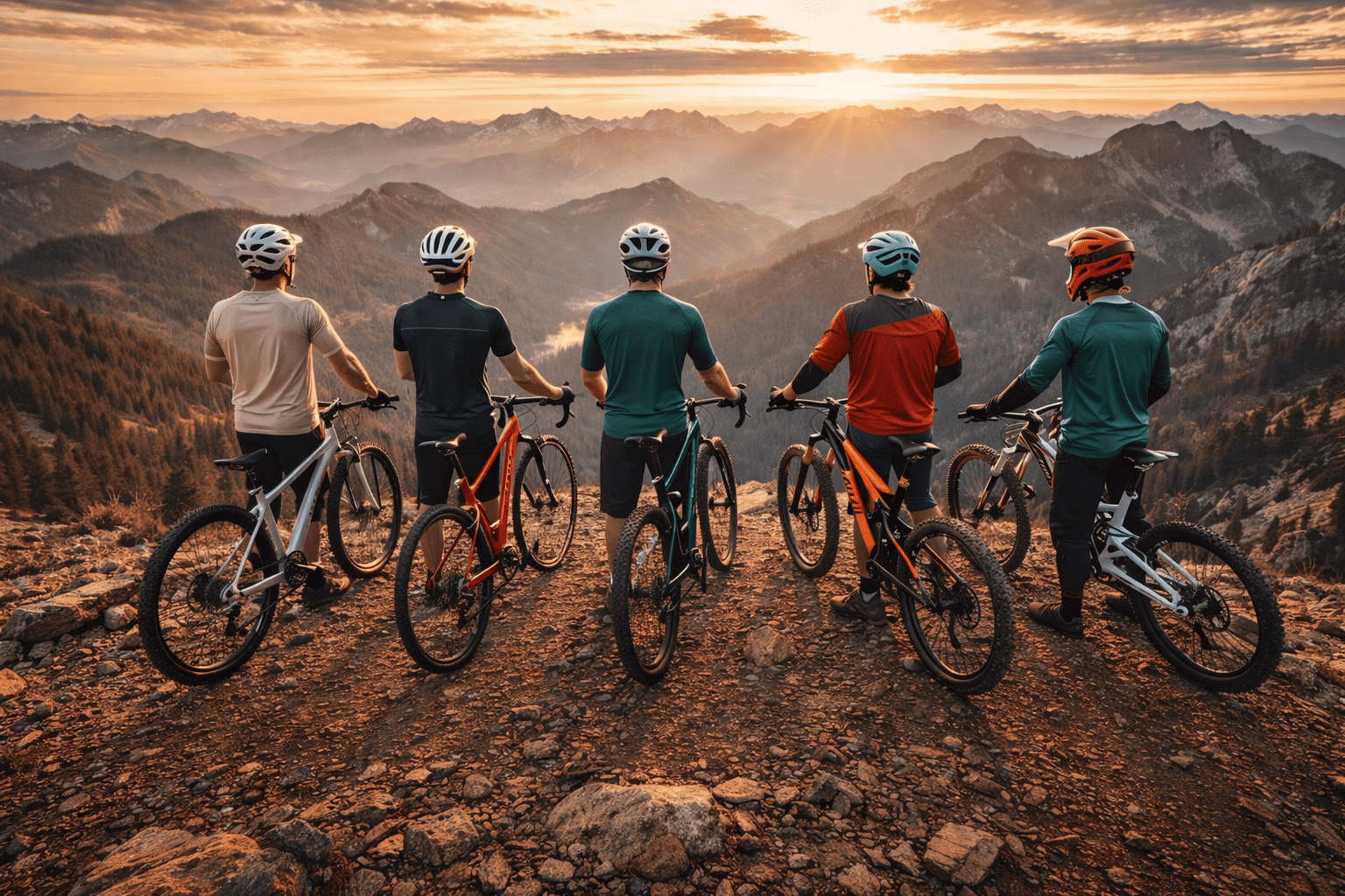 Different types of mountain bikes: hardtail, full suspension, XC, enduro and downhill