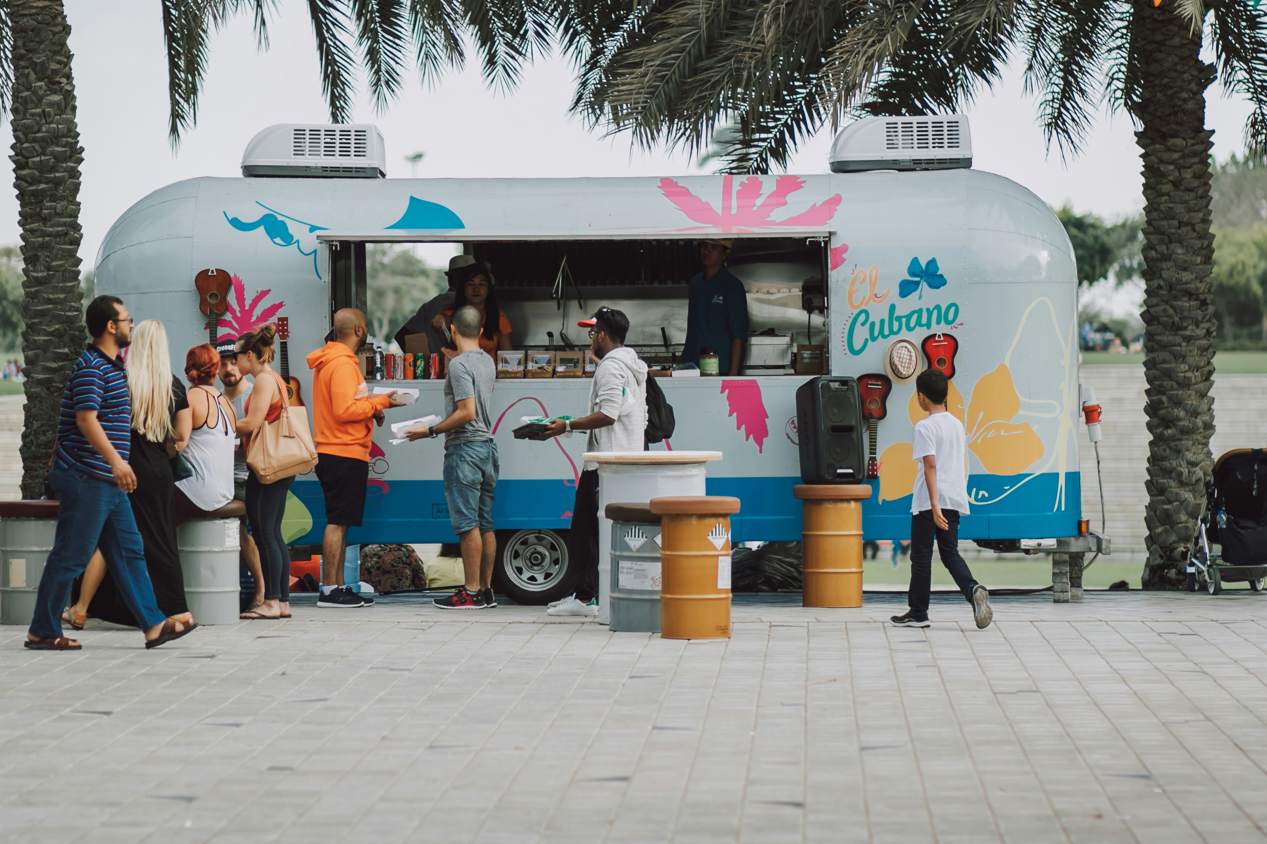 Branded Cubana wrapped Airstream trailer at outdoor pop-up event