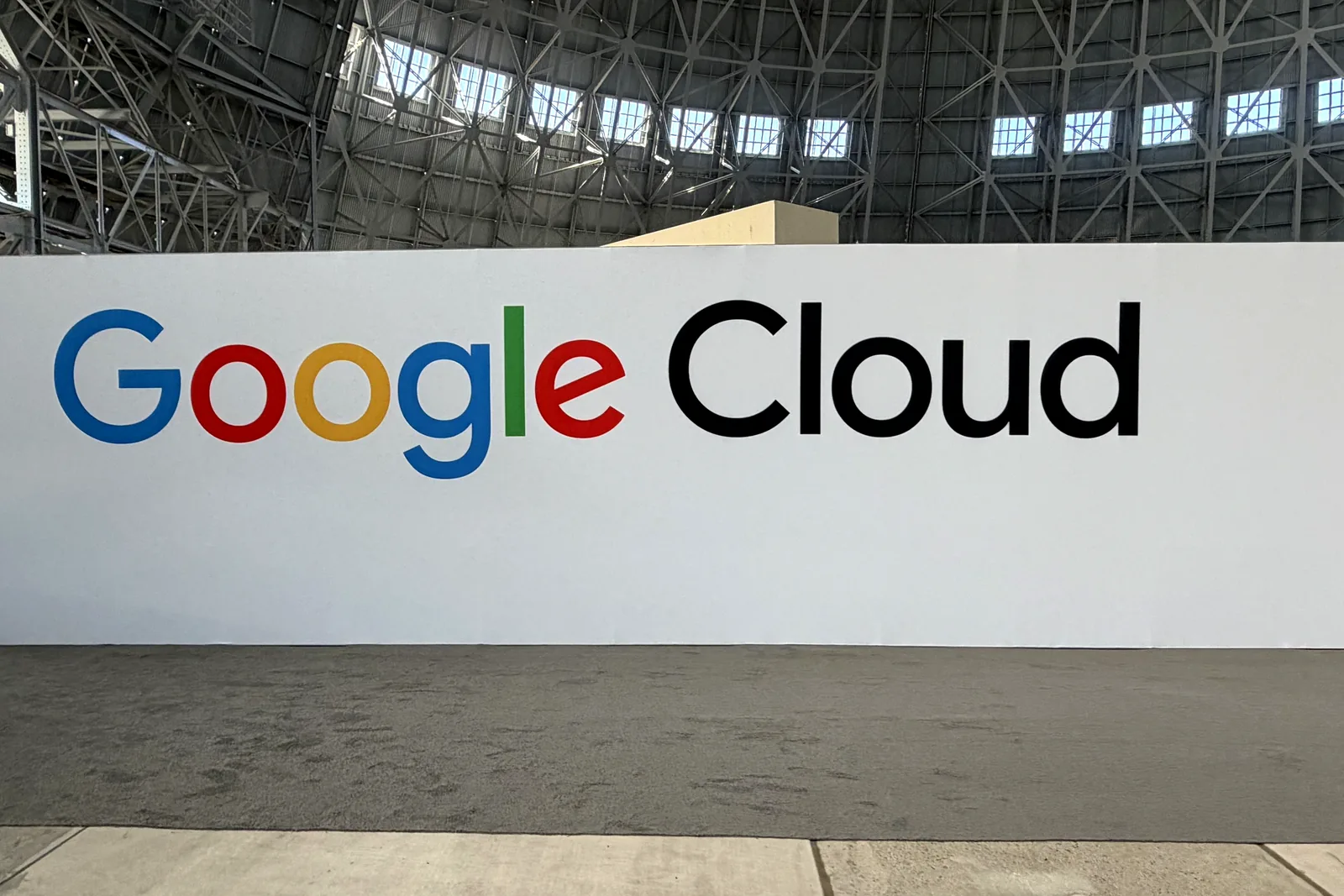 Google Cloud conference inside Hangar One, Bay Area