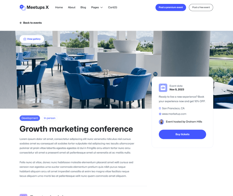Meetups X - Event Single Main Page - Event Directory Webflow Template