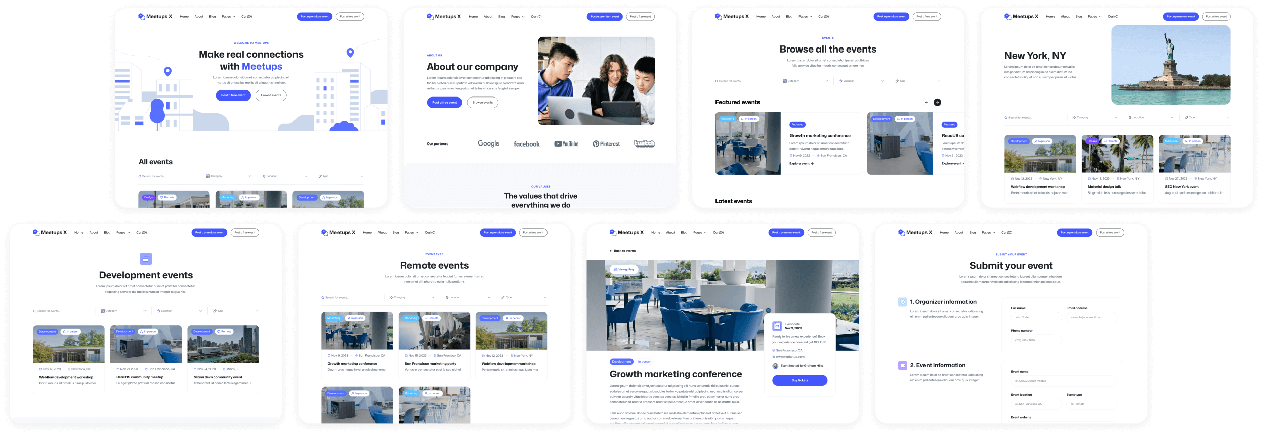 Meetups X - Buy Now On Webflow - Event Directory Webflow Template
