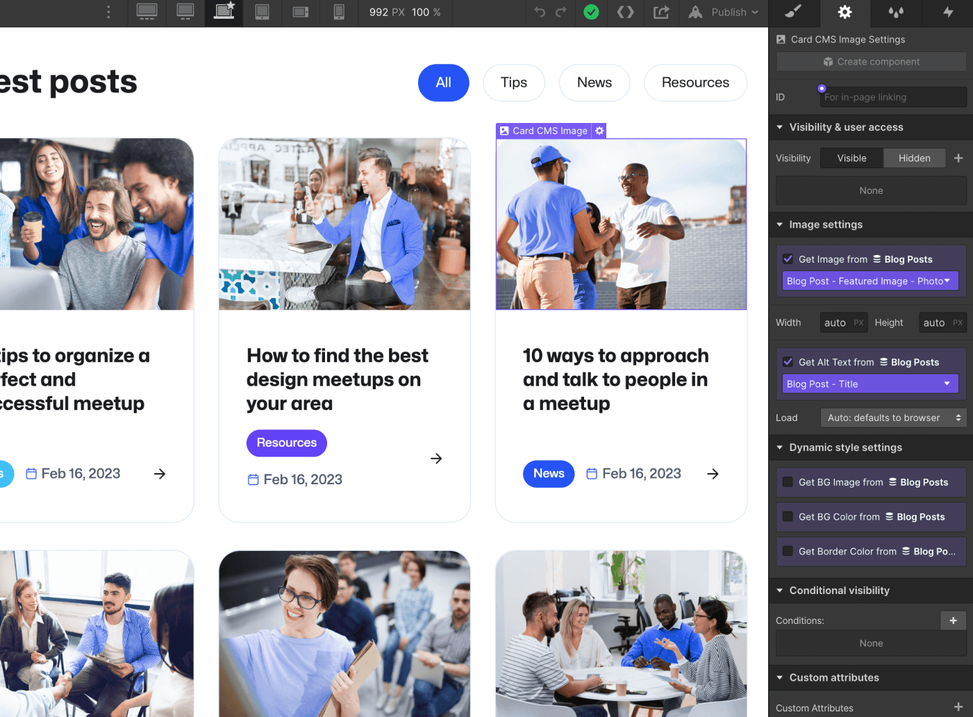 CMS Content - Meetups X Webflow Template