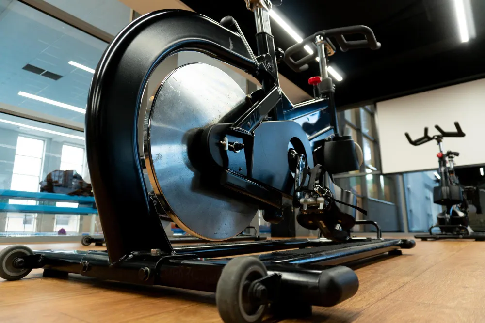 Low-angle close-up of Exercise Bike