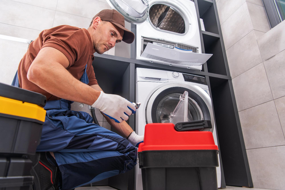 technician repairing no heating dryer
