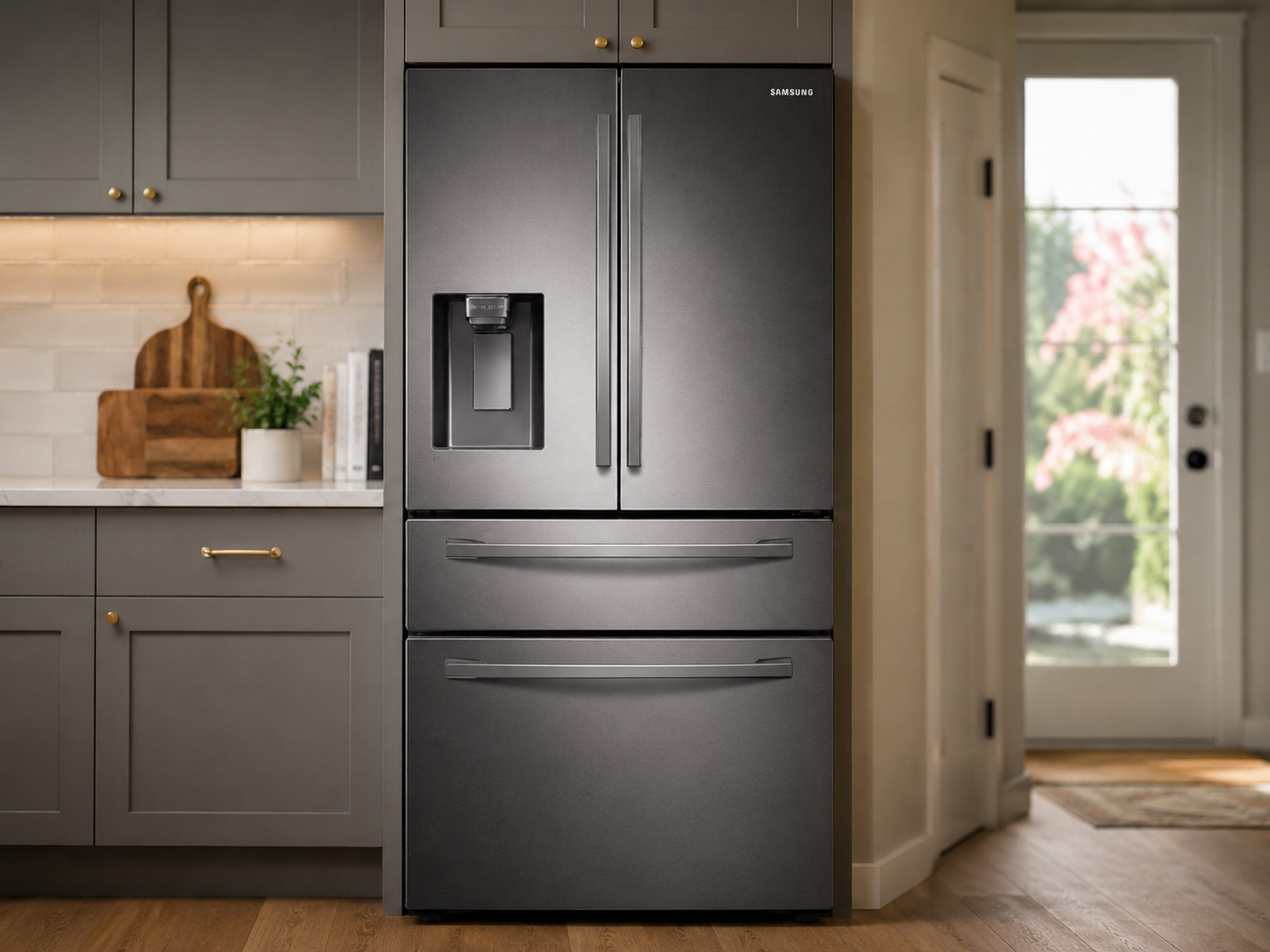 samsung refrigerator in residential kitchen