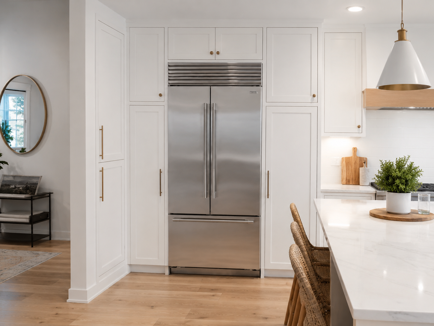 sub-zero refrigerator in a residential kitchen