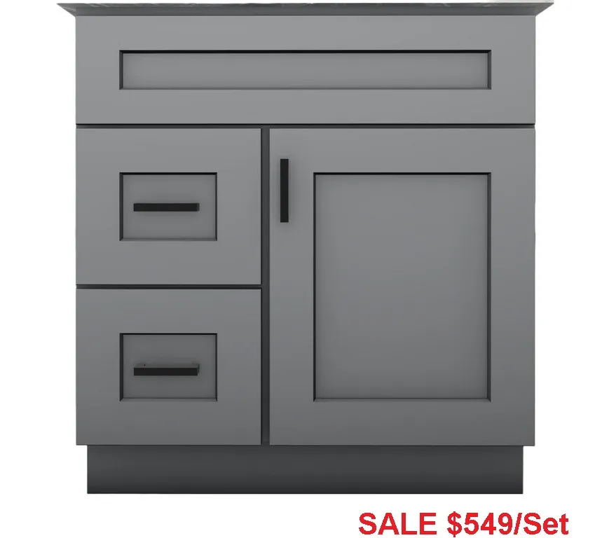 Alpha Wood KBW30L 30" Solid Wood Bathroom Vanity
