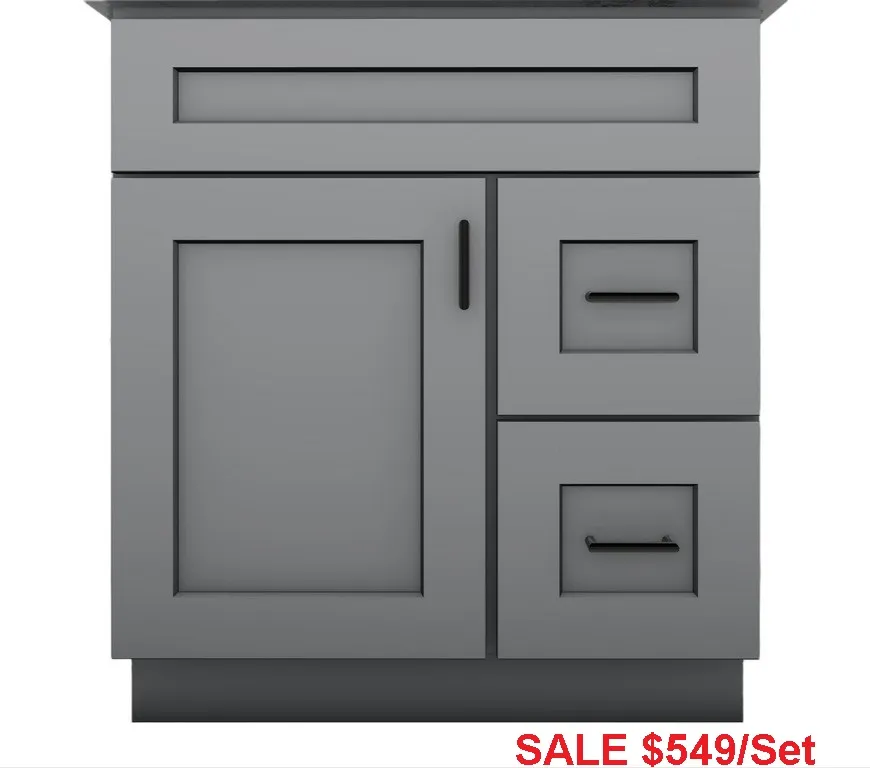 Alpha Wood KBW30R 30" Solid Wood Bathroom Vanity
