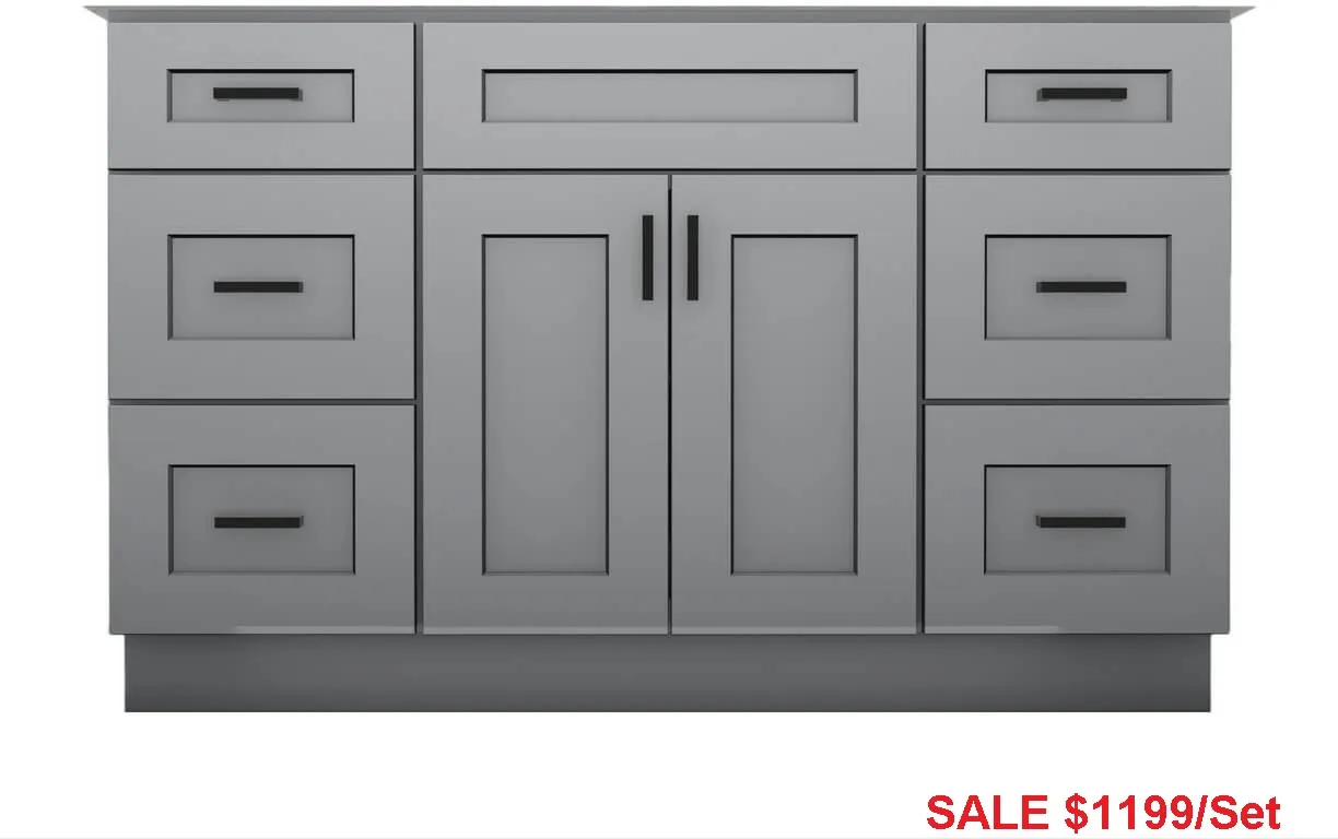Alpha Wood KBW54 54" Solid Wood Bathroom Vanity