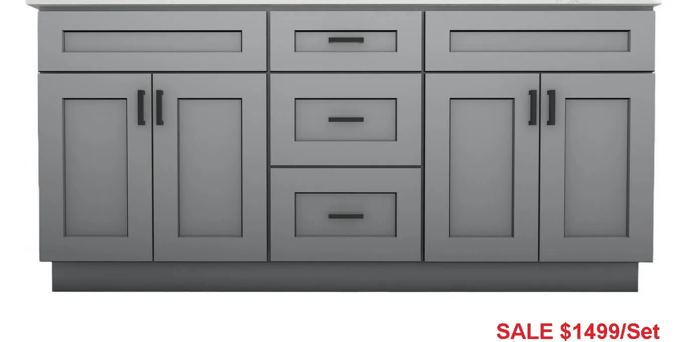 Alpha Wood KBW72DD 72" Solid Wood Double Sink Bathroom Vanity