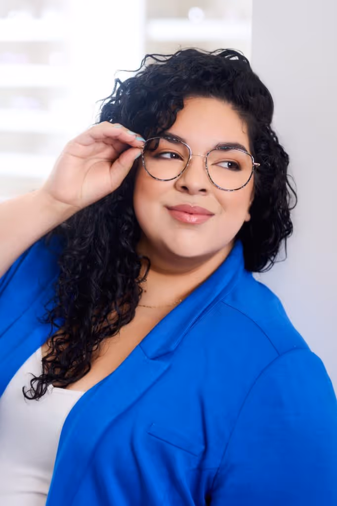 Andy Wolf Sarah Trying Glasses