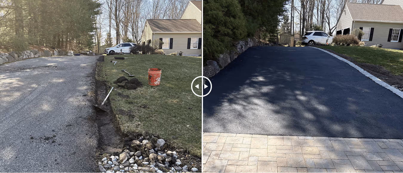 Finished curved paver walkway installed by JCM Construction in Northern New Jersey