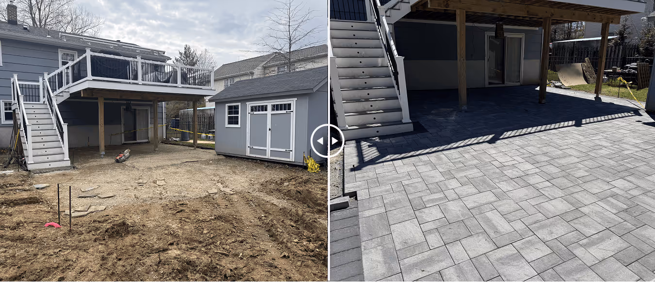 Overgrown walkway before JCM Construction paver installation in Northern New Jersey