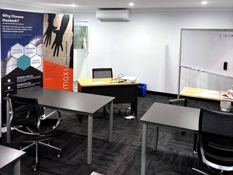 EEHA training room at Osborne Park with Haztech and MOXI banners