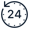 Symbol einer Uhr mit der Zahl 24, die die letzten 24 Stunden darstellt.
