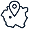 Schematische Karte von Frankreich mit einem Standortmarker im Norden.