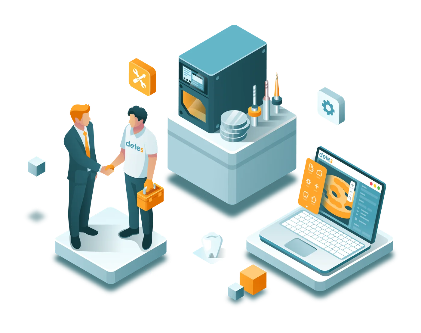 detes Service, Maschine und digitaler Workflow