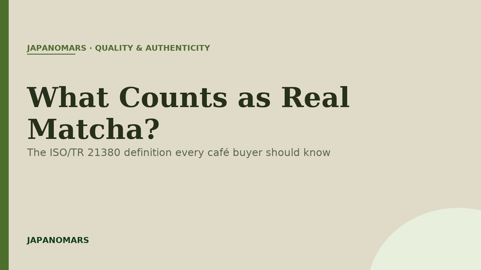 What counts as real matcha, the ISO/TR 21380 definition for cafe buyers