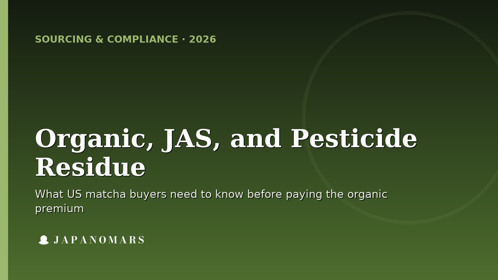 Organic, JAS, and pesticide residue for US matcha buyers