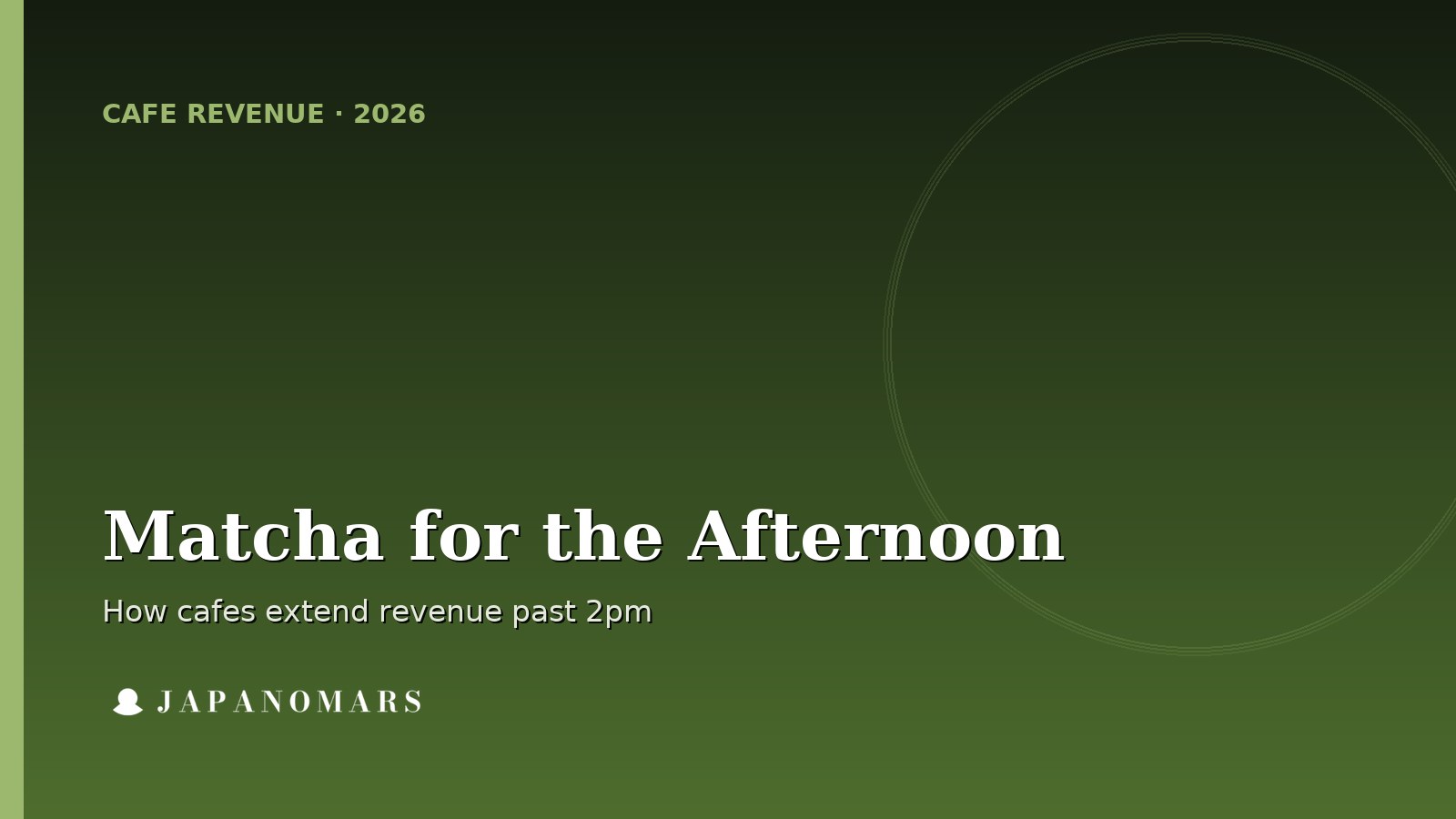 Branded Japanomars header: matcha for the afternoon daypart, how cafes are extending revenue past 2pm.