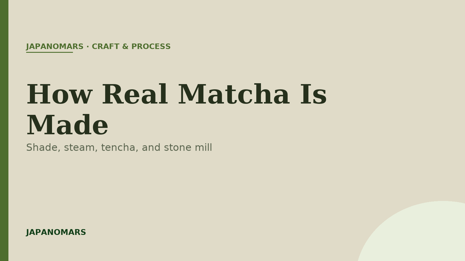 How real matcha is made: shade growing, tencha processing, and stone milling