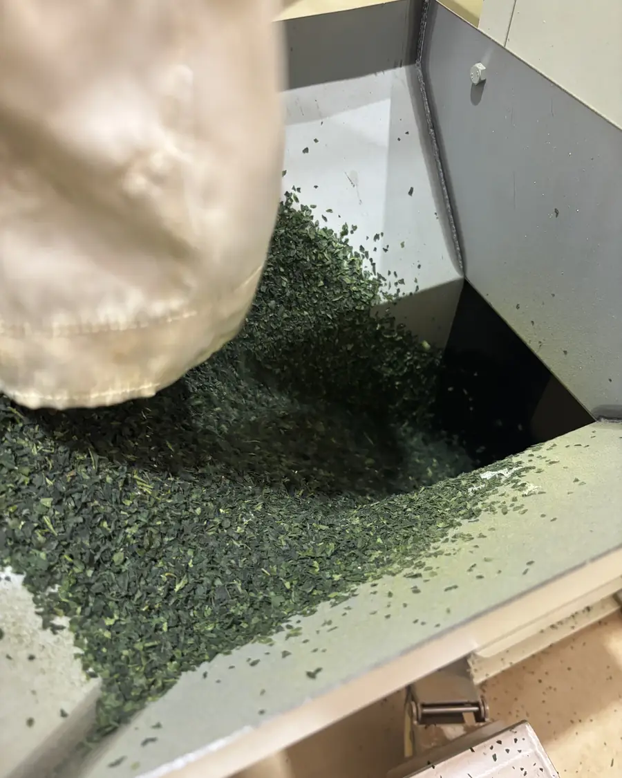Into the bag. It is milled into matcha after you order