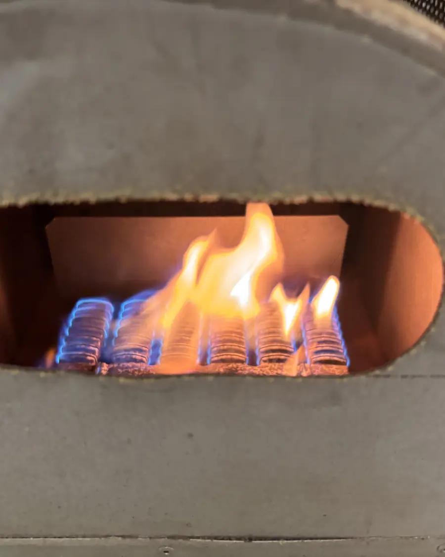 The fire under the drying furnace