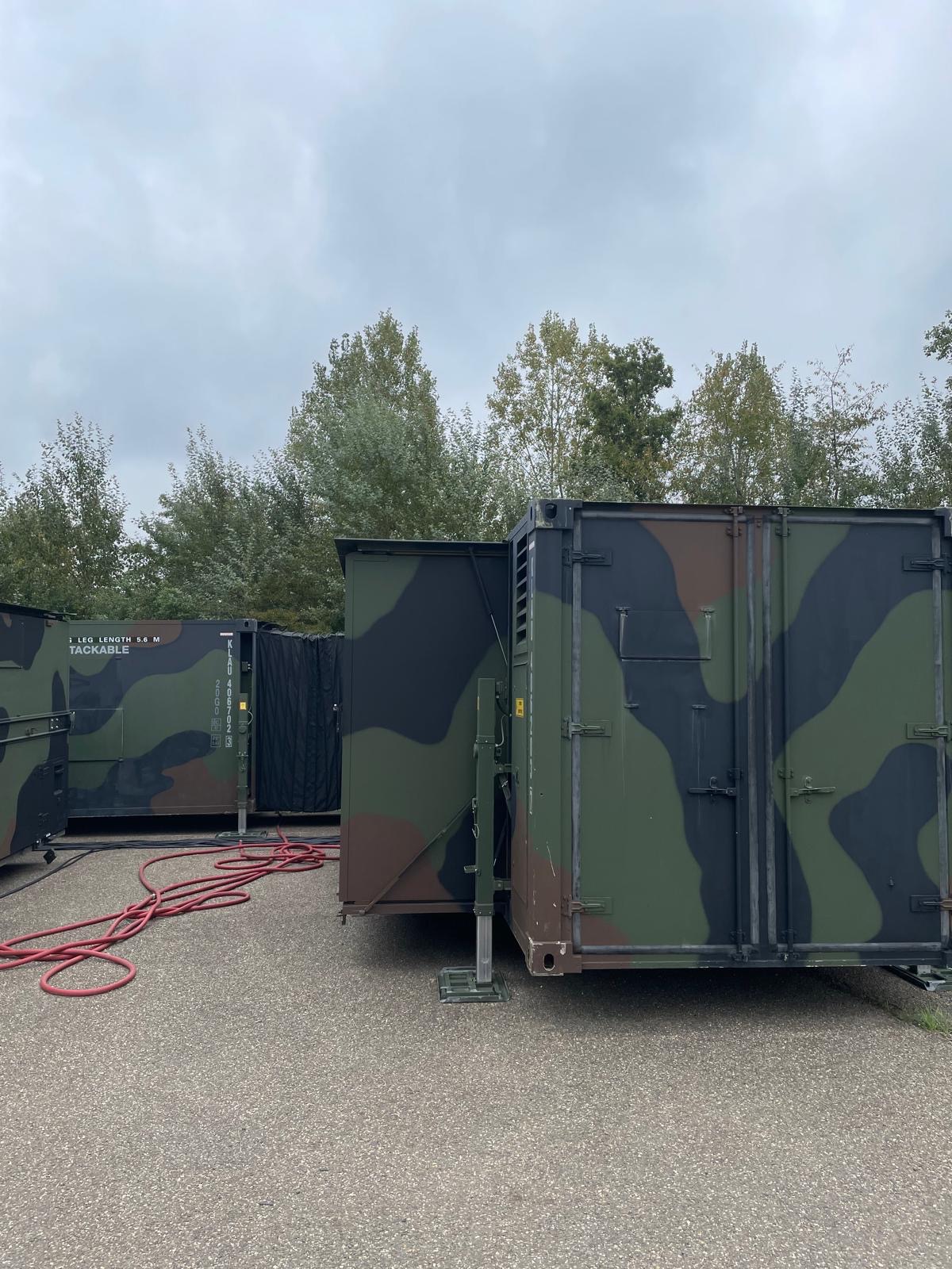 Role-2 field hospital modules staged for disaster response deployment