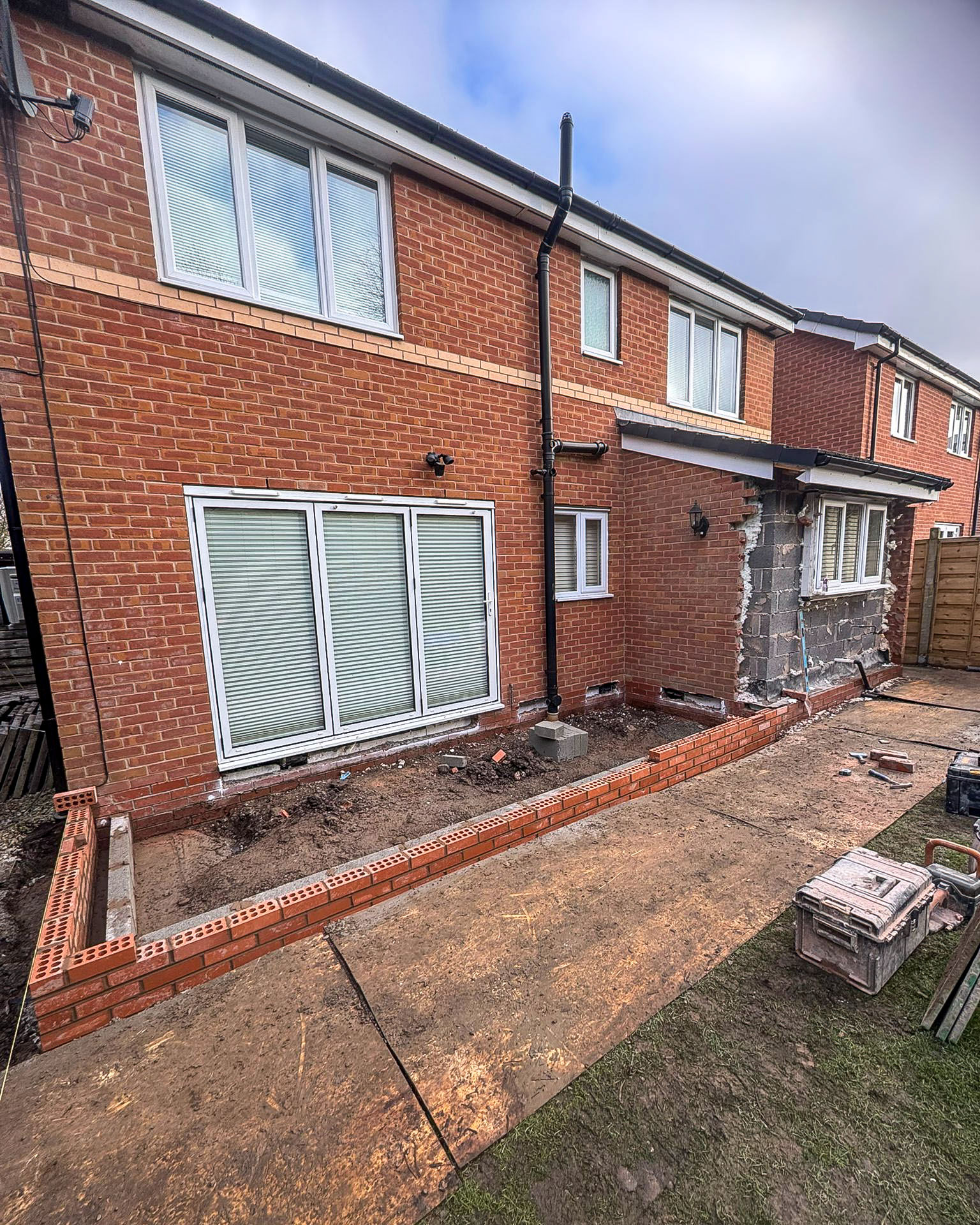 Brickwork extension and structural building work at rear of house in Cheshire