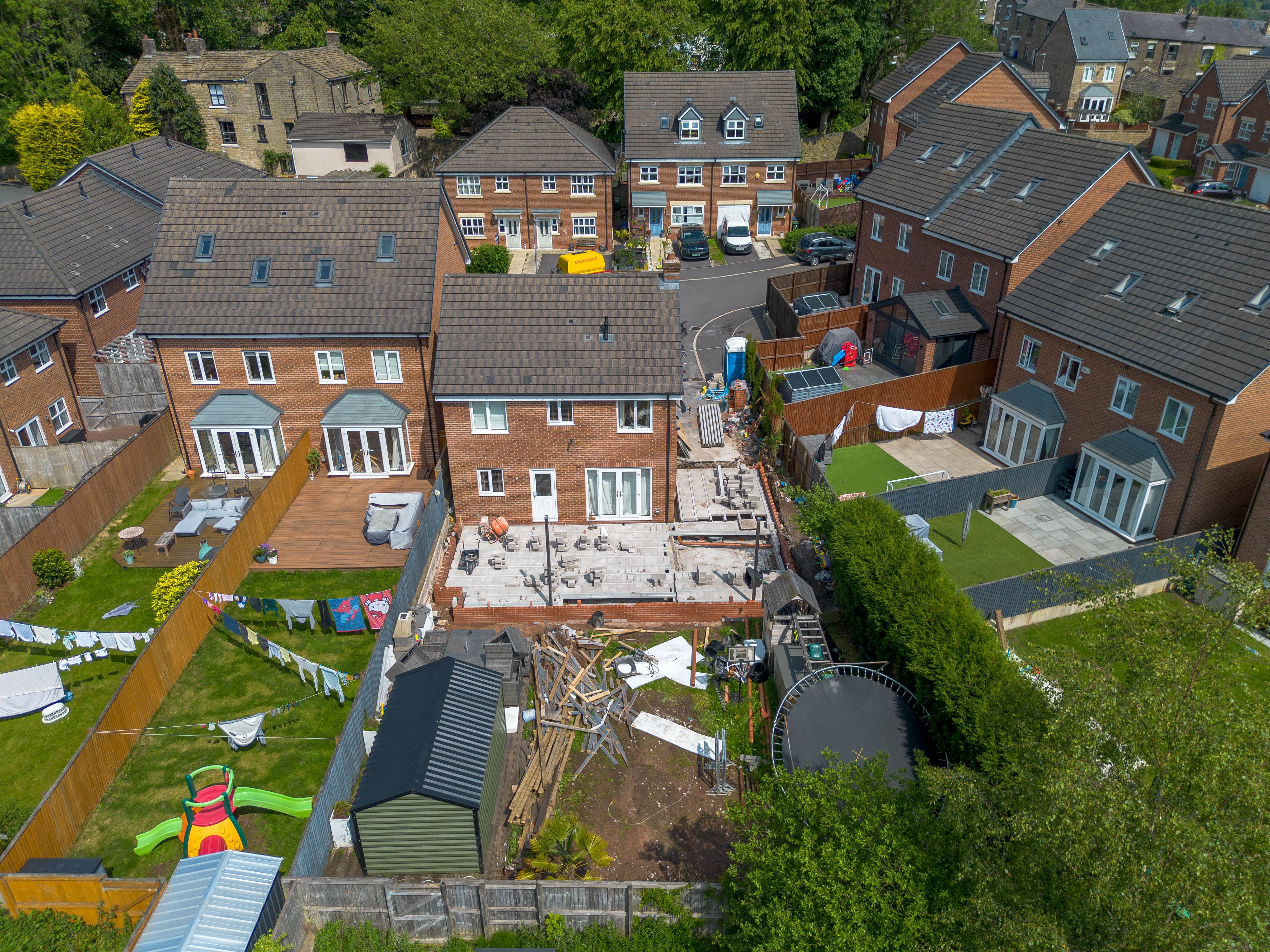 Brickwork house extension project in progress at residential property in Greater Manchester