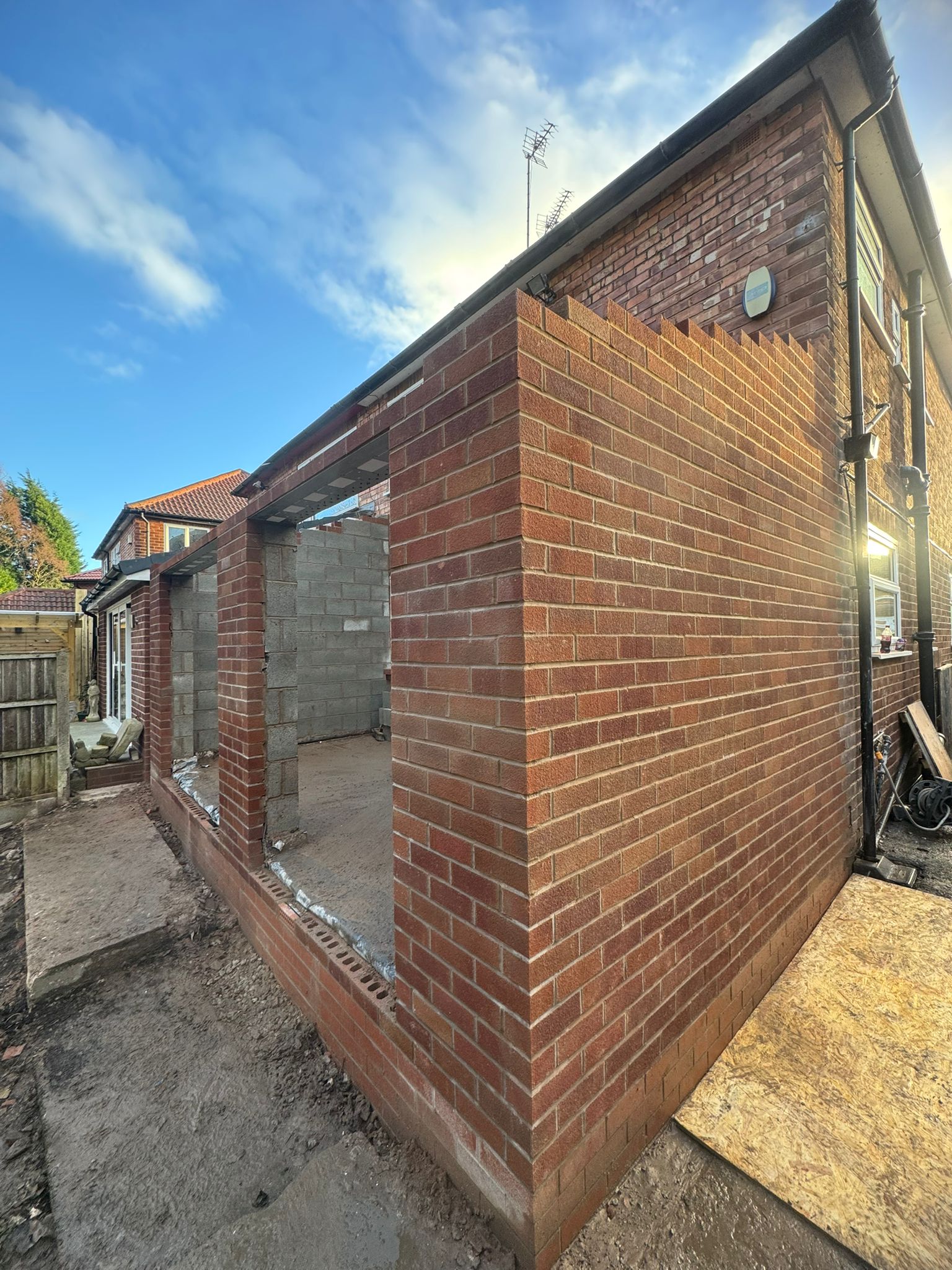 Side extension brickwork and structural building work in Derbyshire